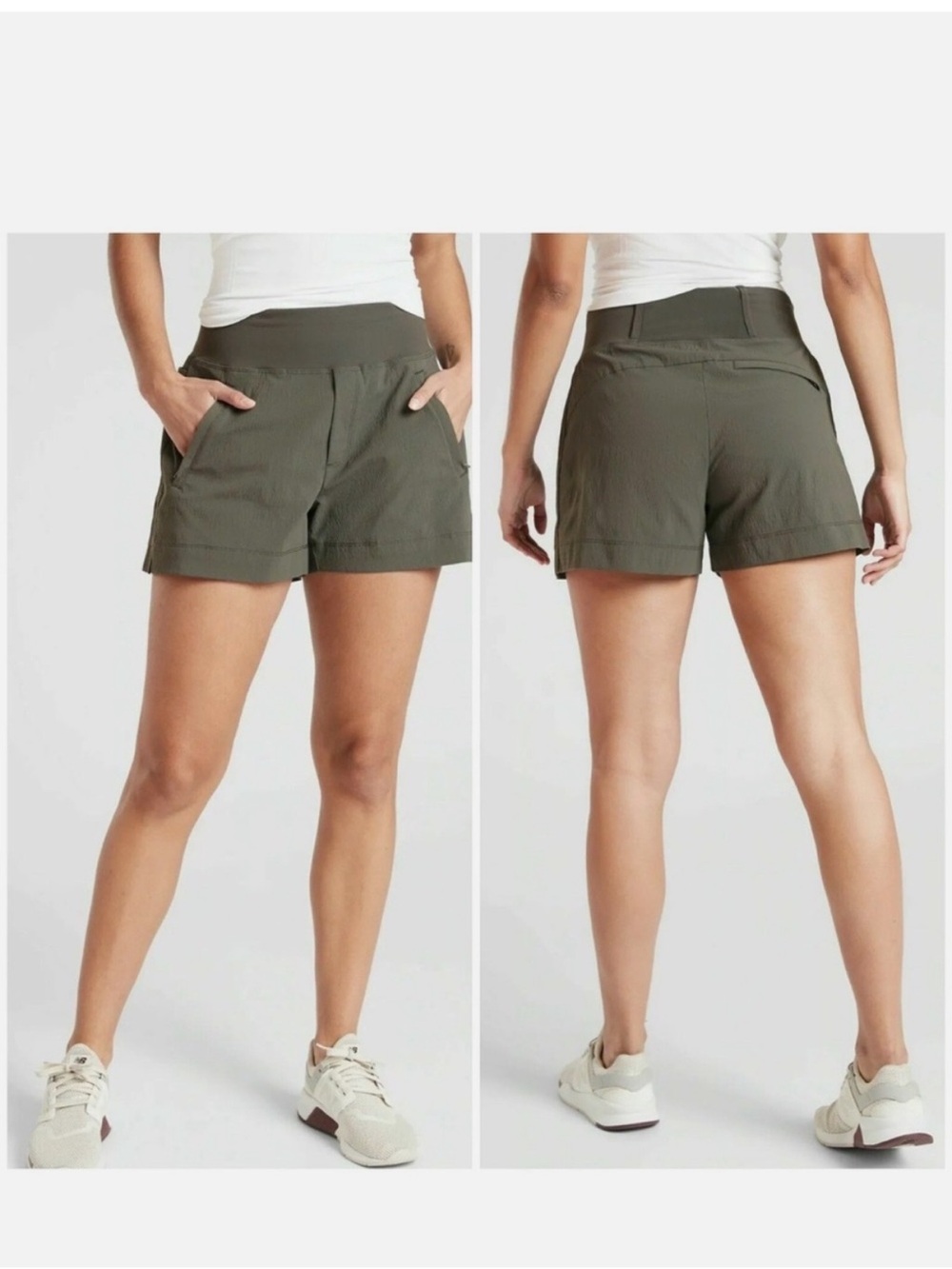 Athleta Olive Green Women's Trekkie Shorts Size 14 - Picture 2 of 9